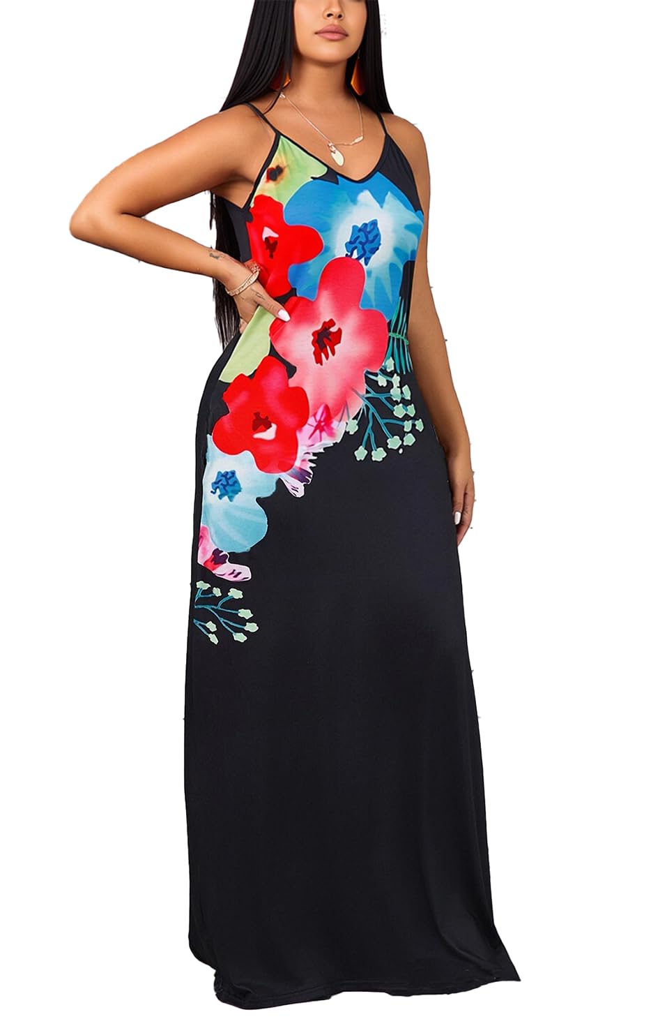 SheKiss 2026 Women's Casual Summer Floral Long Maxi Dresses Floor Length Sleeveless Plus Size Sundresses
