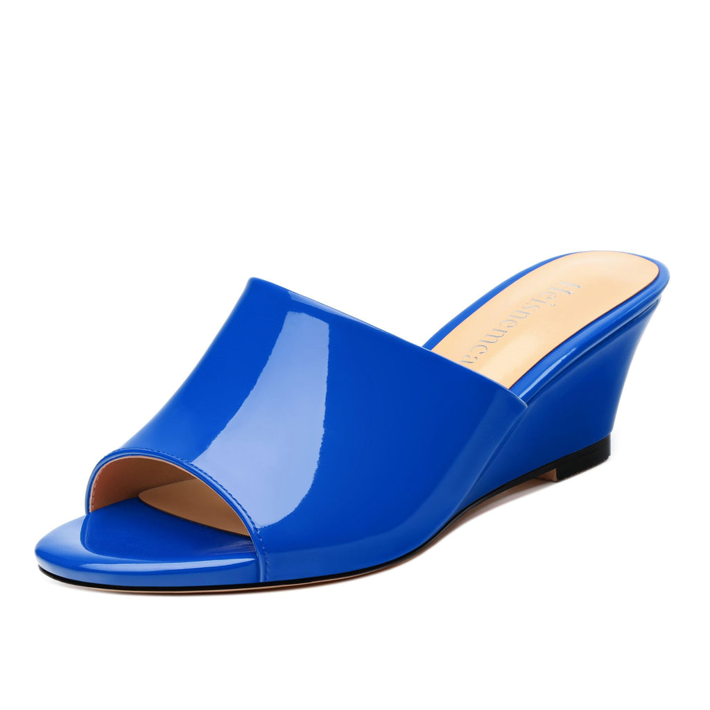 Wedge Sandals for Women Open Toe Wedge Heels Womens Matte High Heel Sandal Round Toe Heeled Wedge Sandals Slip on Casual shoes 2 inch