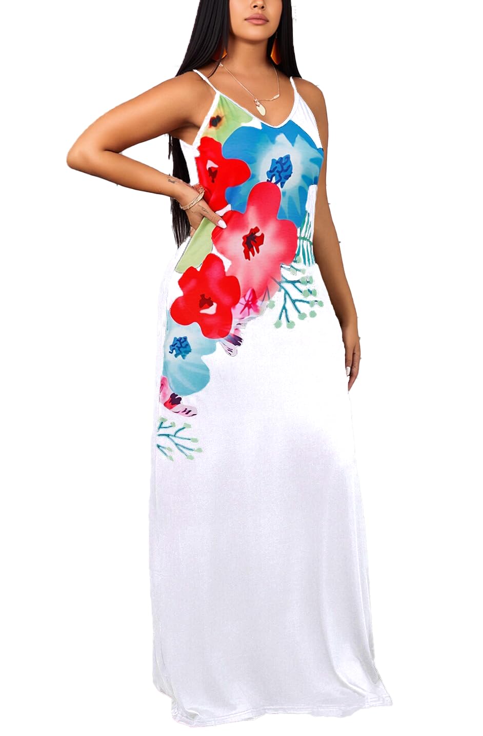 SheKiss 2026 Women's Casual Summer Floral Long Maxi Dresses Floor Length Sleeveless Plus Size Sundresses