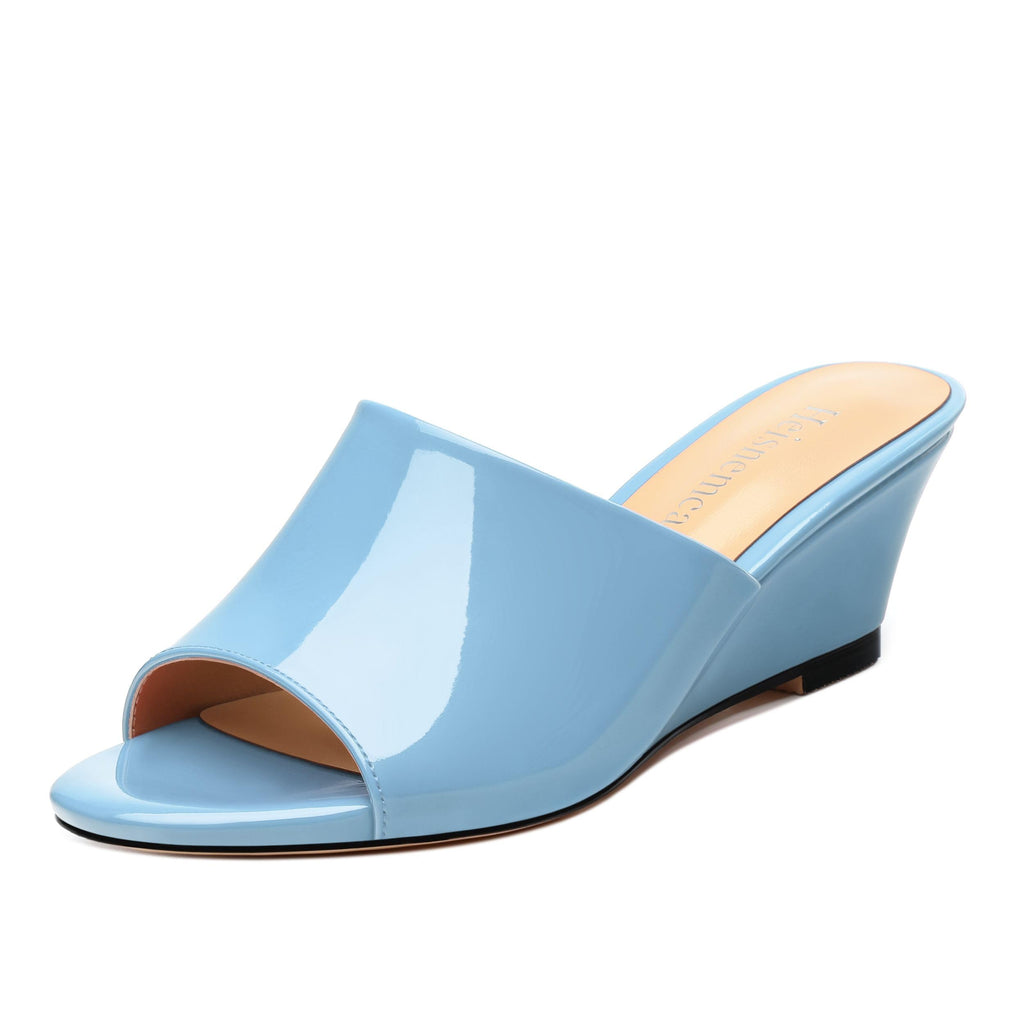 Wedge Sandals for Women Open Toe Wedge Heels Womens Matte High Heel Sandal Round Toe Heeled Wedge Sandals Slip on Casual shoes 2 inch