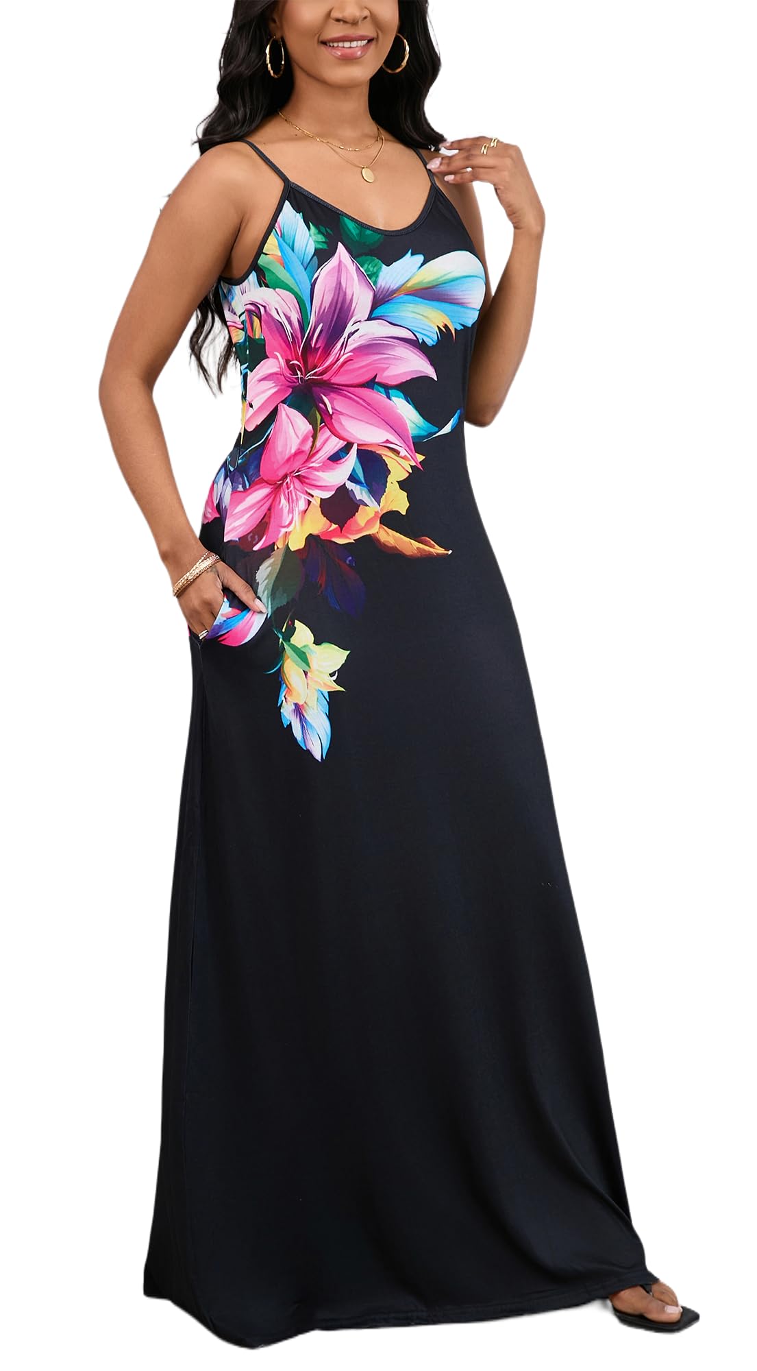 SheKiss 2026 Women's Casual Summer Floral Long Maxi Dresses Floor Length Sleeveless Plus Size Sundresses