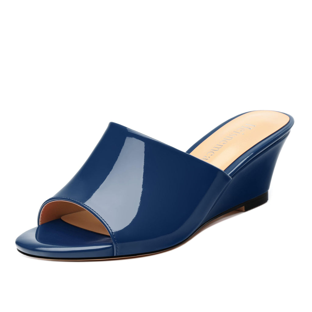 Wedge Sandals for Women Open Toe Wedge Heels Womens Matte High Heel Sandal Round Toe Heeled Wedge Sandals Slip on Casual shoes 2 inch
