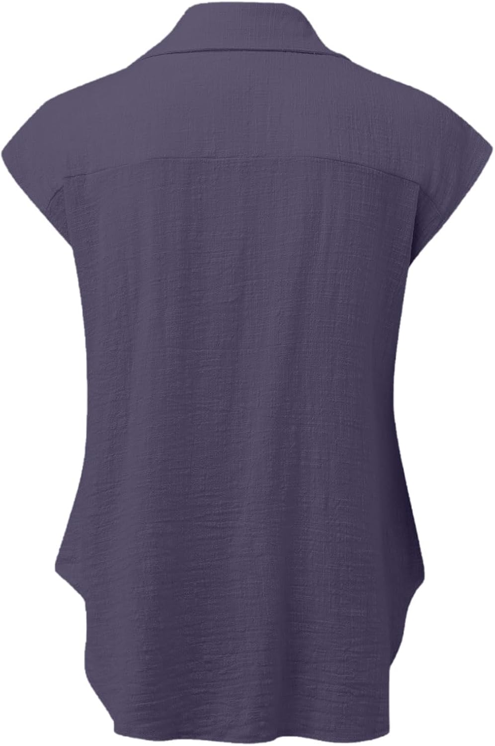 Linen Shirts for Women Cap Sleeve V Neck Collared Button Down Shirts Blouses Casual Loose Lightweight Summer Tops