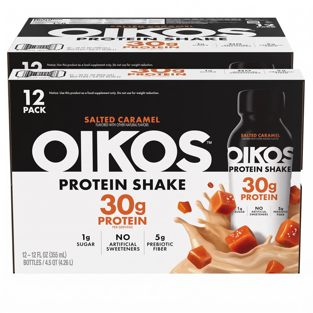 Oikos Protein Shake, Salted Caramel, 30g Protein, 12 fl oz, 12 Count