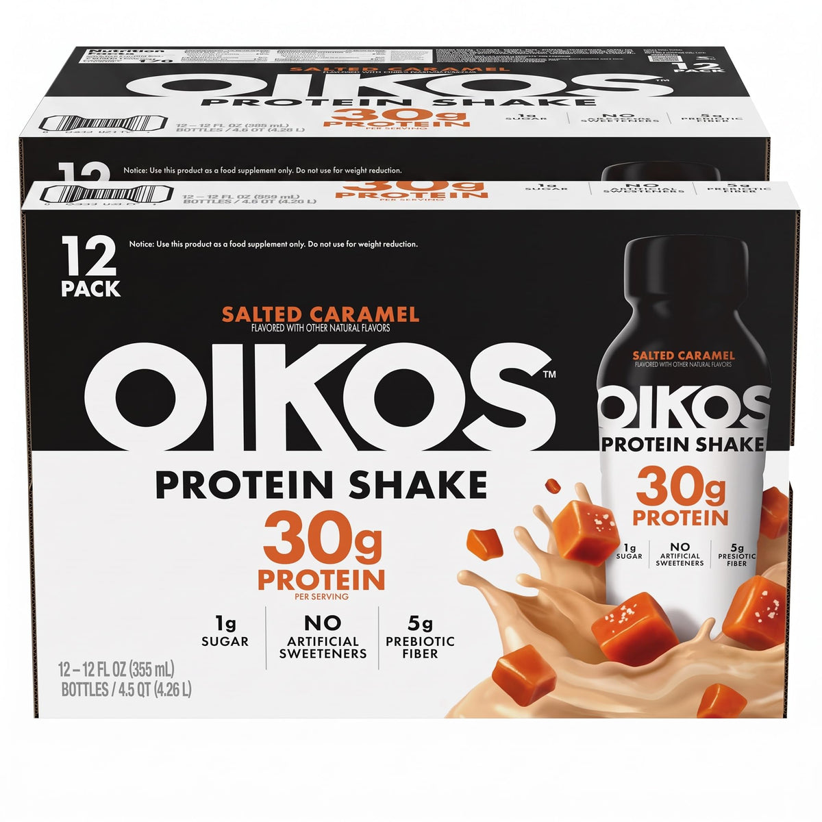 Oikos Protein Shake, Salted Caramel, 30g Protein, 12 fl oz, 12 Count