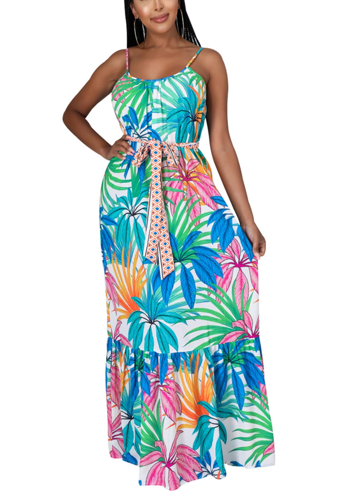 SheKiss 2026 Women's Casual Summer Floral Long Maxi Dresses Floor Length Sleeveless Plus Size Sundresses