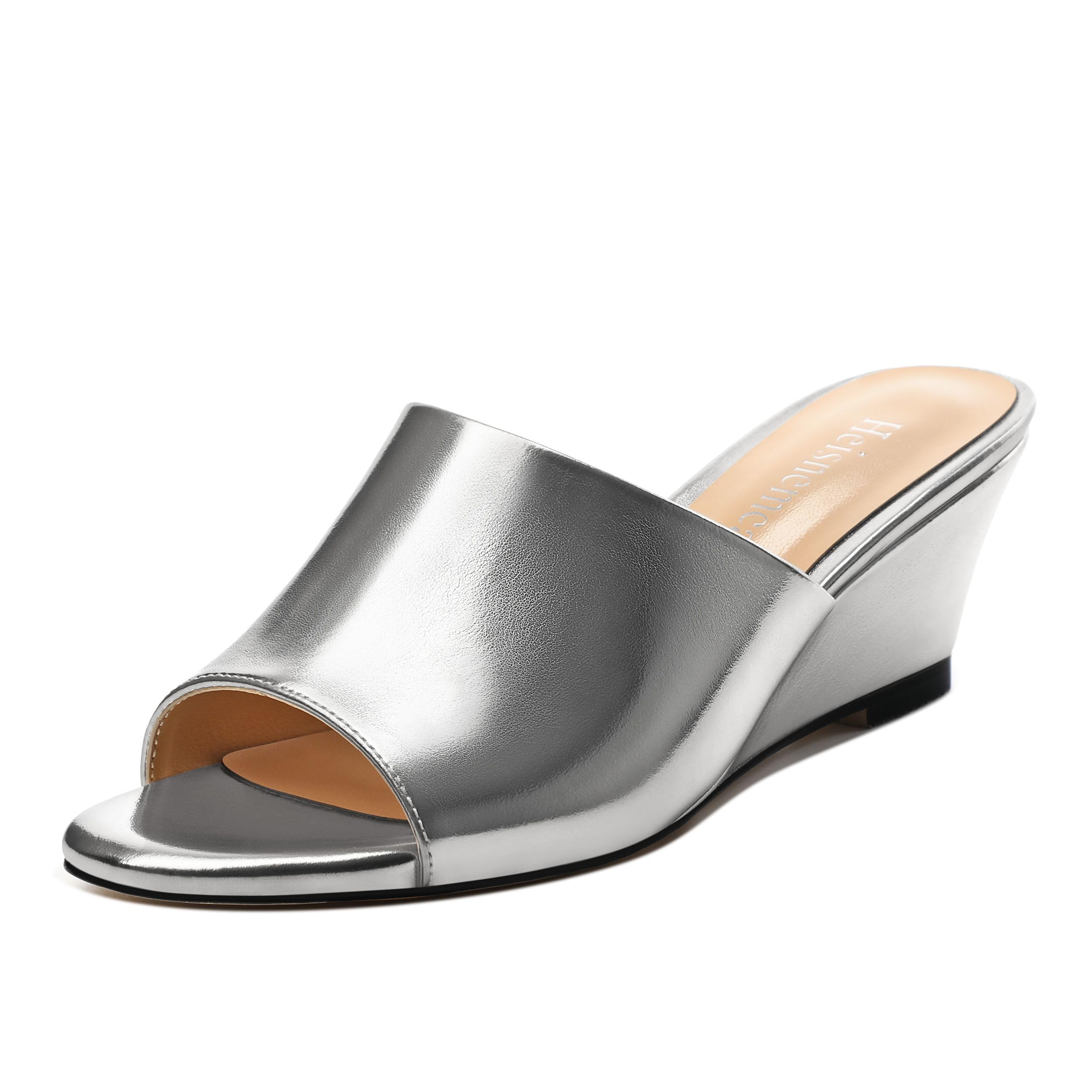 Wedge Sandals for Women Open Toe Wedge Heels Womens Matte High Heel Sandal Round Toe Heeled Wedge Sandals Slip on Casual shoes 2 inch