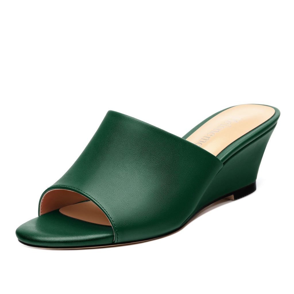 Wedge Sandals for Women Open Toe Wedge Heels Womens Matte High Heel Sandal Round Toe Heeled Wedge Sandals Slip on Casual shoes 2 inch
