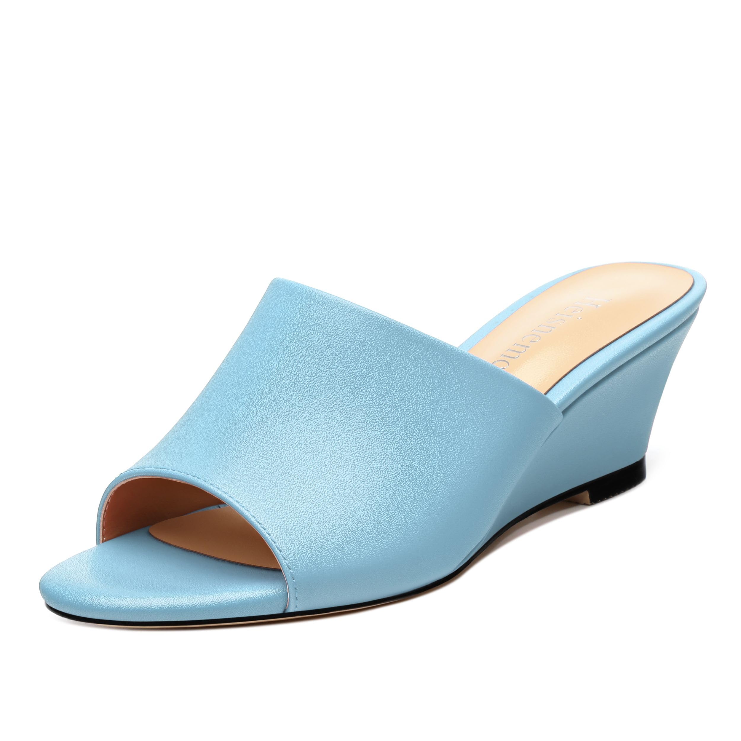 Wedge Sandals for Women Open Toe Wedge Heels Womens Matte High Heel Sandal Round Toe Heeled Wedge Sandals Slip on Casual shoes 2 inch