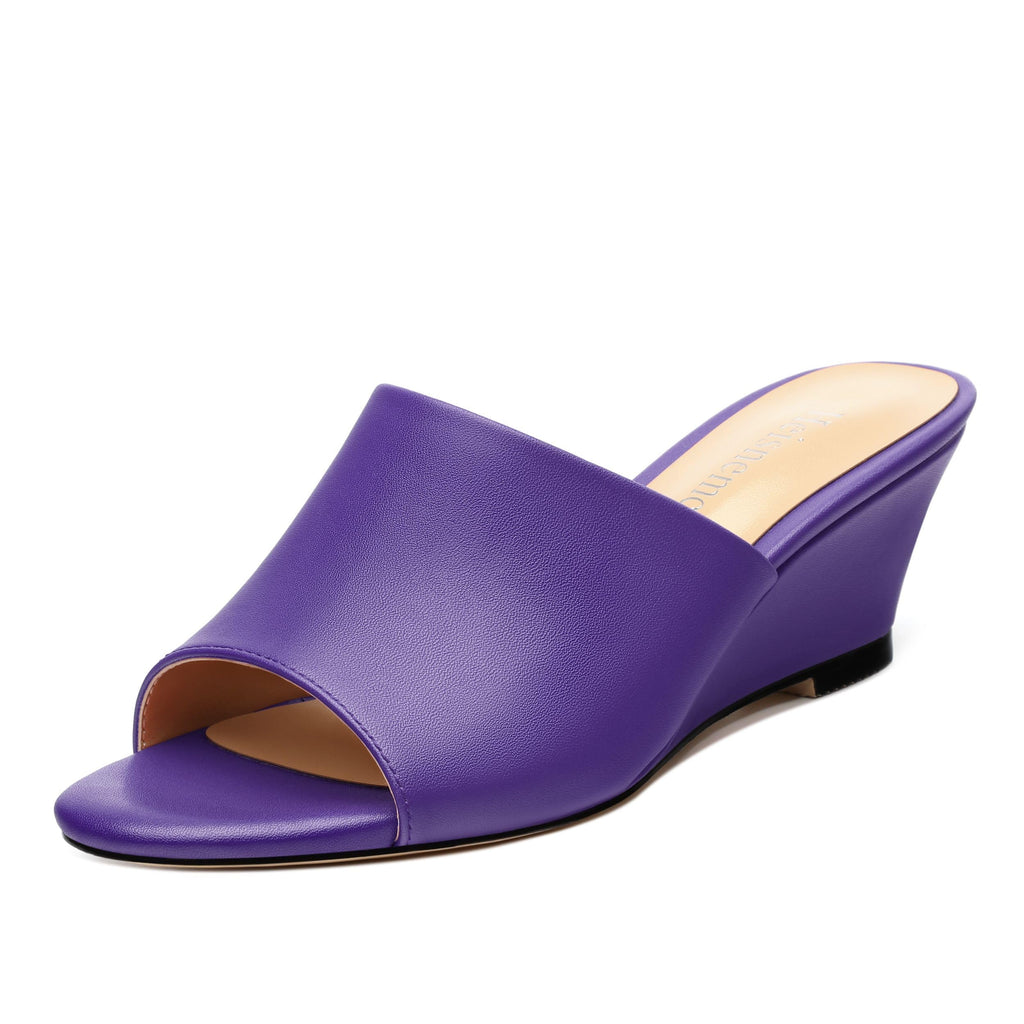 Wedge Sandals for Women Open Toe Wedge Heels Womens Matte High Heel Sandal Round Toe Heeled Wedge Sandals Slip on Casual shoes 2 inch