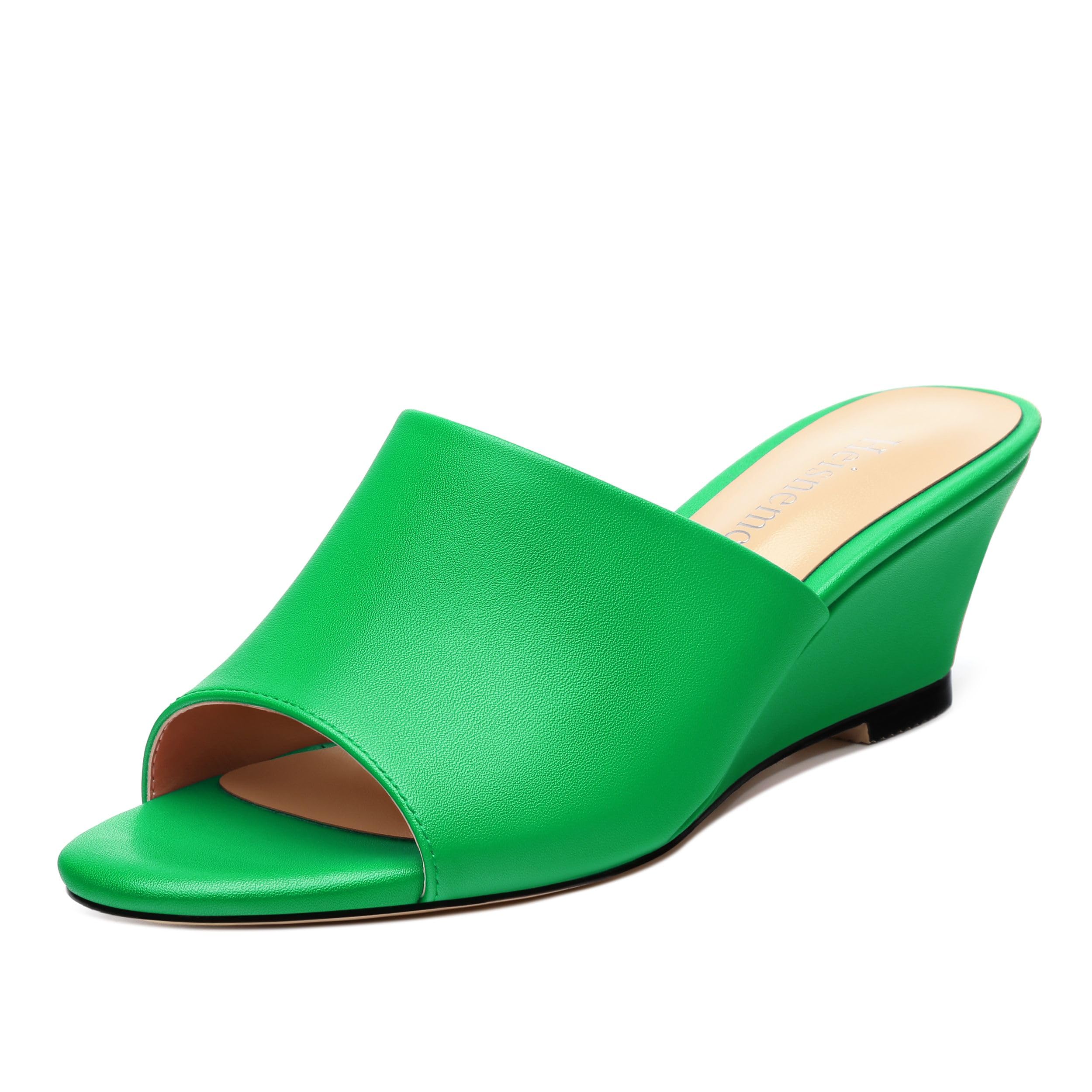 Wedge Sandals for Women Open Toe Wedge Heels Womens Matte High Heel Sandal Round Toe Heeled Wedge Sandals Slip on Casual shoes 2 inch