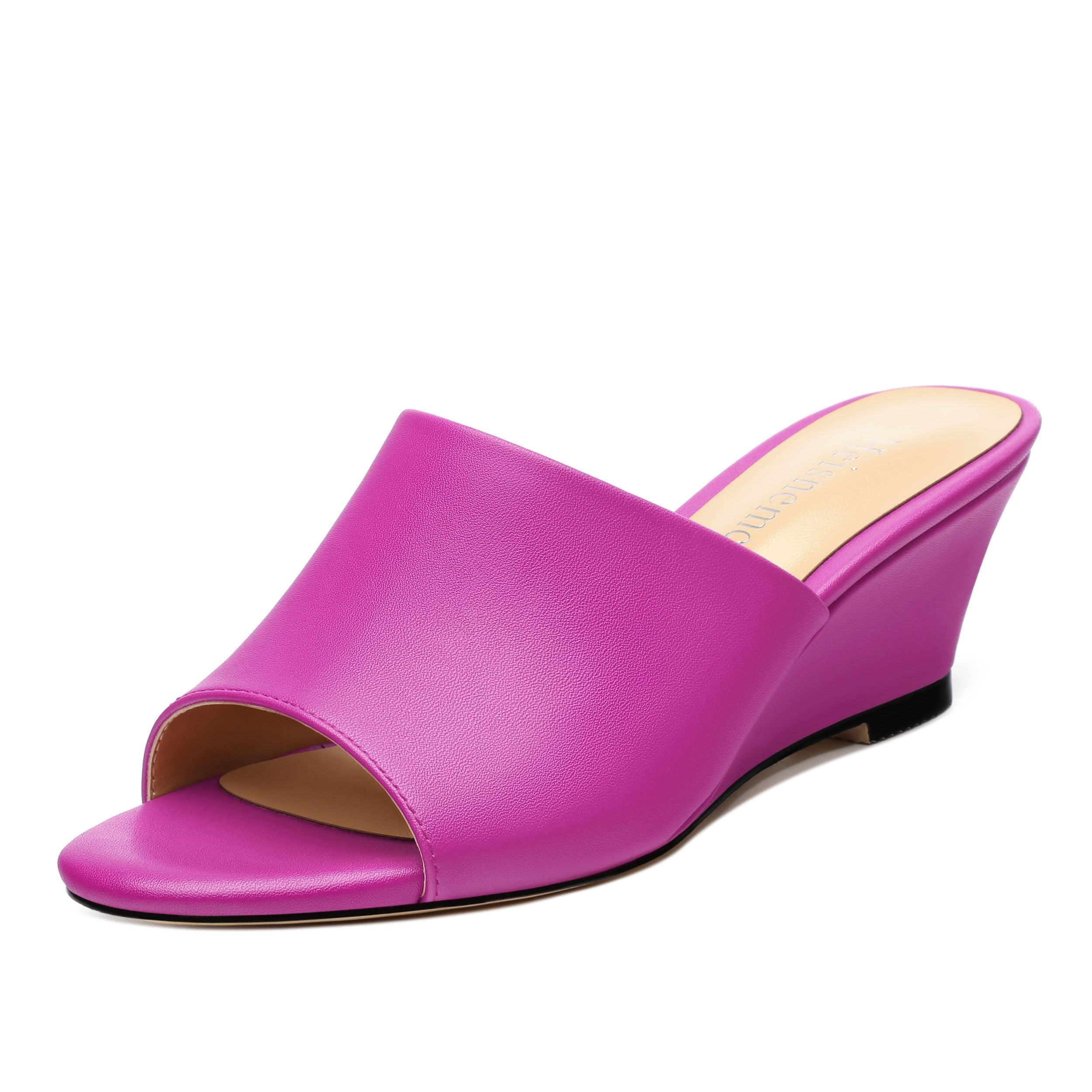Wedge Sandals for Women Open Toe Wedge Heels Womens Matte High Heel Sandal Round Toe Heeled Wedge Sandals Slip on Casual shoes 2 inch