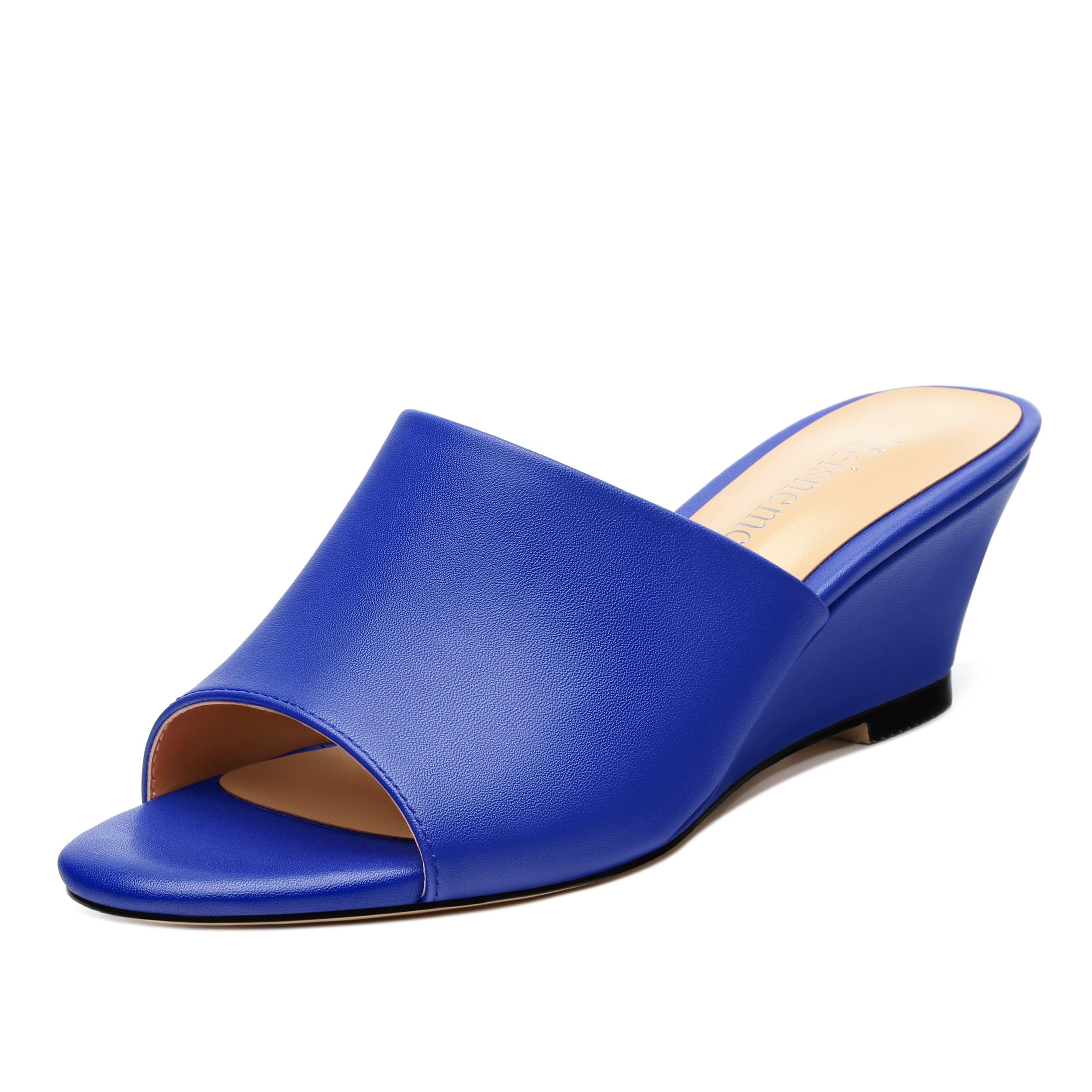 Wedge Sandals for Women Open Toe Wedge Heels Womens Matte High Heel Sandal Round Toe Heeled Wedge Sandals Slip on Casual shoes 2 inch
