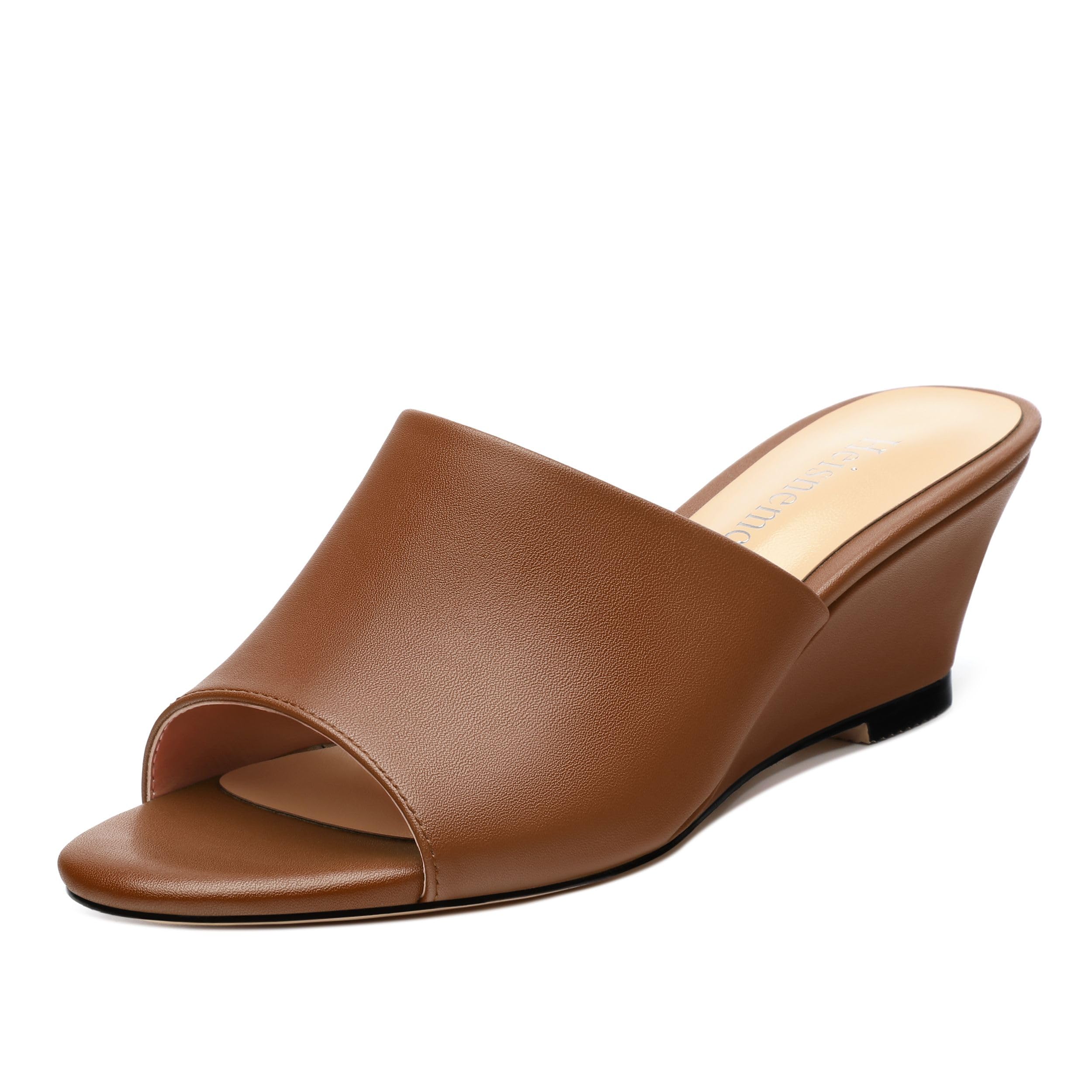 Wedge Sandals for Women Open Toe Wedge Heels Womens Matte High Heel Sandal Round Toe Heeled Wedge Sandals Slip on Casual shoes 2 inch