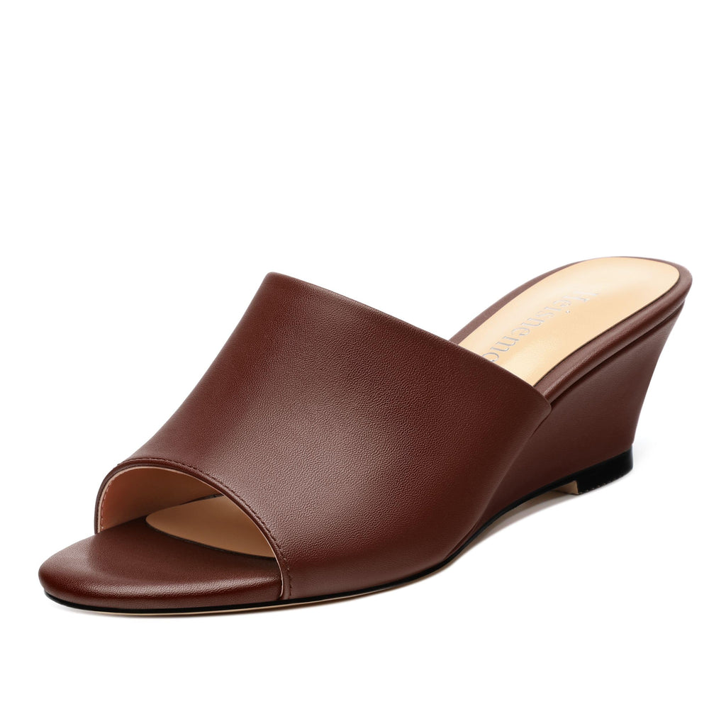 Wedge Sandals for Women Open Toe Wedge Heels Womens Matte High Heel Sandal Round Toe Heeled Wedge Sandals Slip on Casual shoes 2 inch